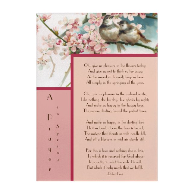 A Prayer in Spring Poem by Robert Frost Acrylic Print (Front)