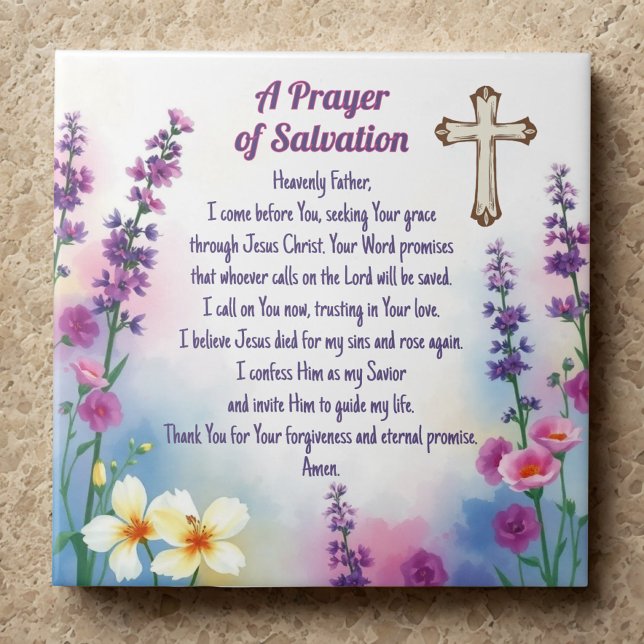 "A Prayer of Salvation" Faith and Grace Ceramic Tile (Creator Uploaded)
