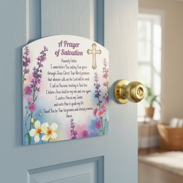 "A Prayer of Salvation" Faith and Grace Door Sign (Creator Uploaded)