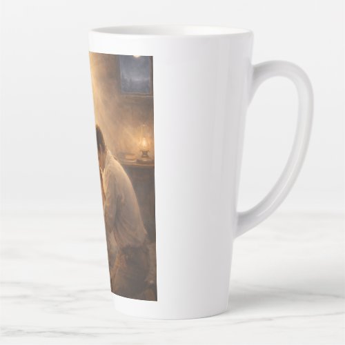 A Prayer on His Knees with Jesus Latte Mug