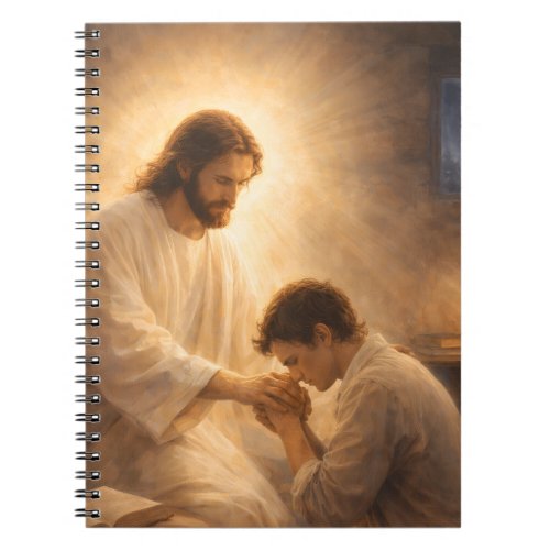 A Prayer on His Knees with Jesus Notebook