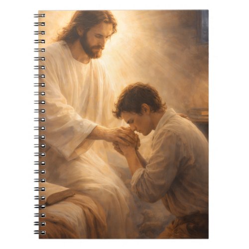 A Prayer on His Knees with Jesus Notebook