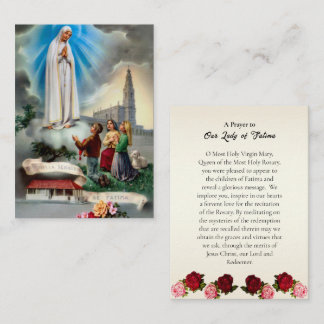 A Prayer to Our Lady Fatima Catholic Prayer Card