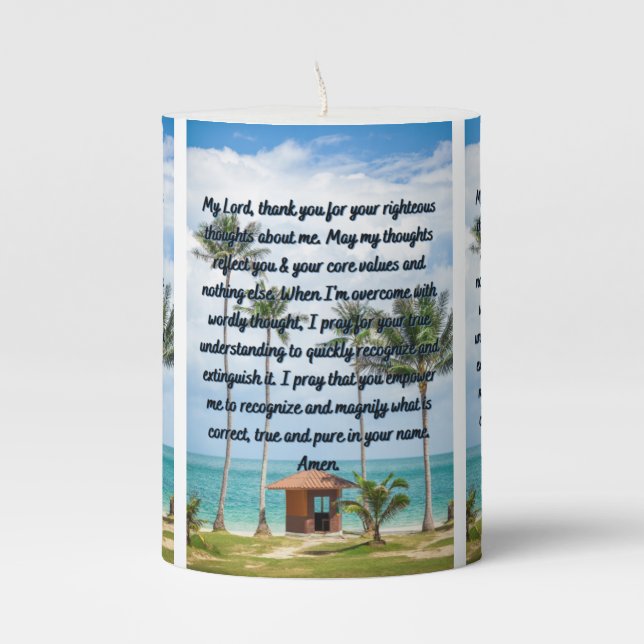 A Prayer To Our Lord God Pillar Candle (Front)