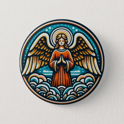 A Praying Guardian Angel Button