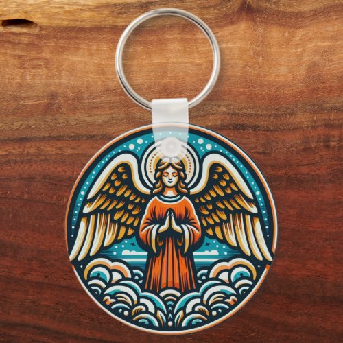 A Praying Guardian Angel Keychain