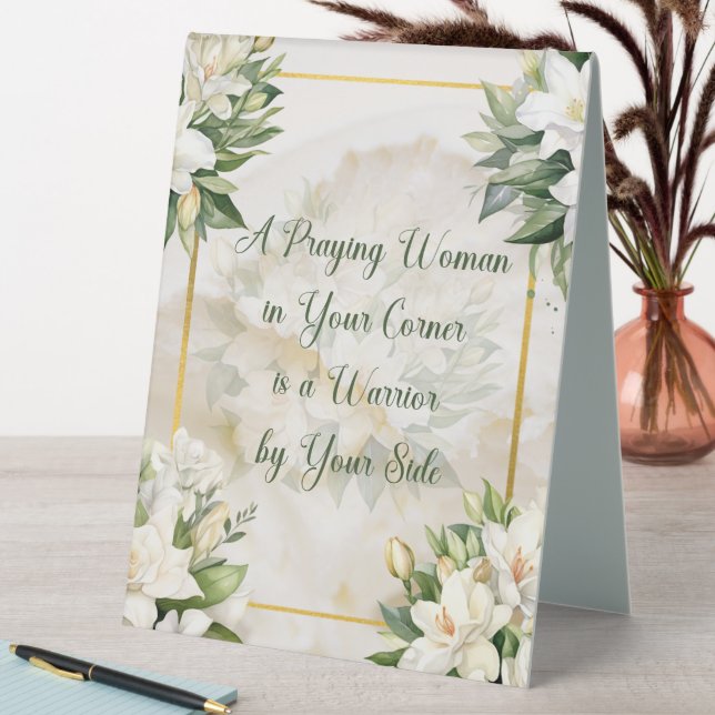 A Praying Woman (Cream) Table Tent (In SItu (Table))