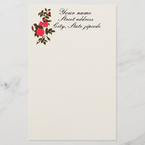 A Pretty Branch of Pink Roses Stationery