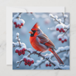 A Pretty Cardinal on a Snowy Branch Christmas Card