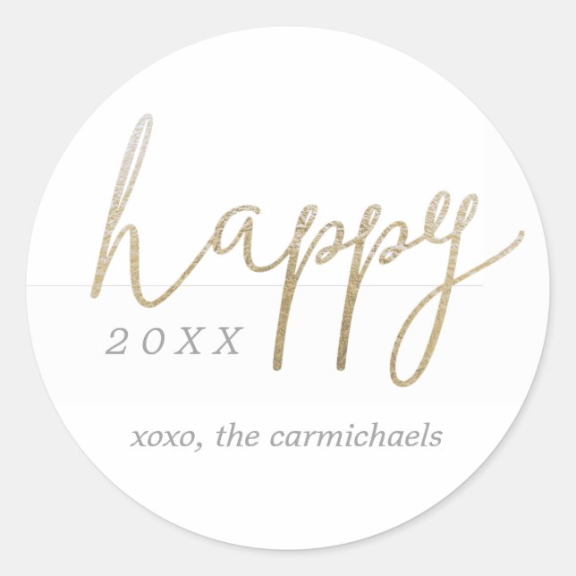 A Pretty Happy New Year Personalized Sticker (Front)