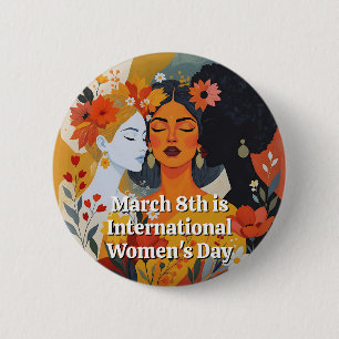 A Pretty International Women's Day Button