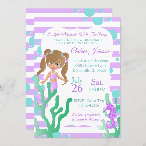 A Pretty little Mermaid Baby Shower  Invitation