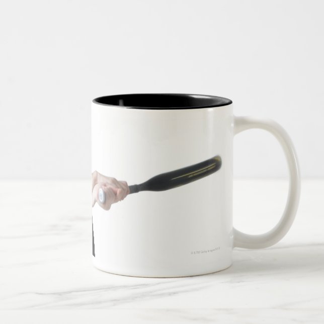 a pretty young caucasian woman is wearing a Two-Tone coffee mug (Right)