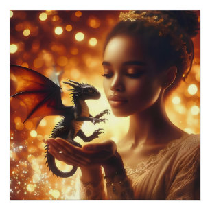 a princess and her baby dragon poster