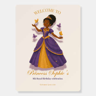 A princess birthday welcome sign