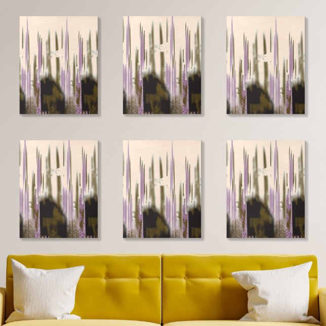 A pristine lake nestled among snow-capped mountain wood photo tile  (Living Room)