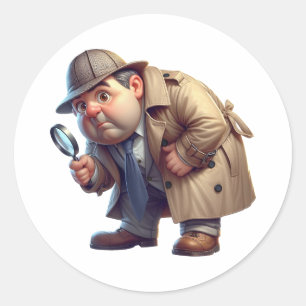 A Private Investigator searching for clues Classic Round Sticker