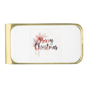 A product with a design of "Merry Christmas" Gold Finish Money Clip