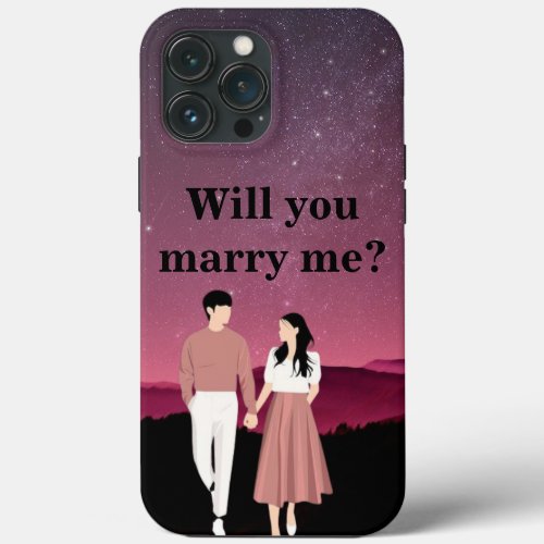 a proposal with our Will You Marry Me Customised  iPhone 13 Pro Max Case