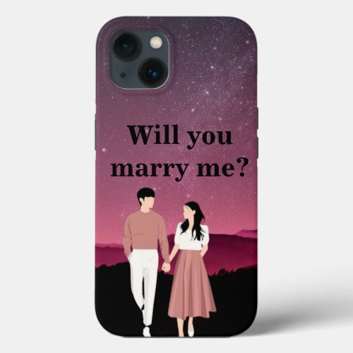 a proposal with our Will You Marry Me Customised  iPhone 13 Case