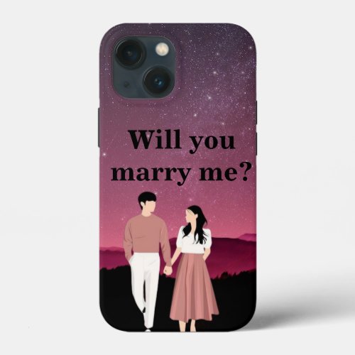 a proposal with our Will You Marry Me Customised  iPhone 13 Mini Case