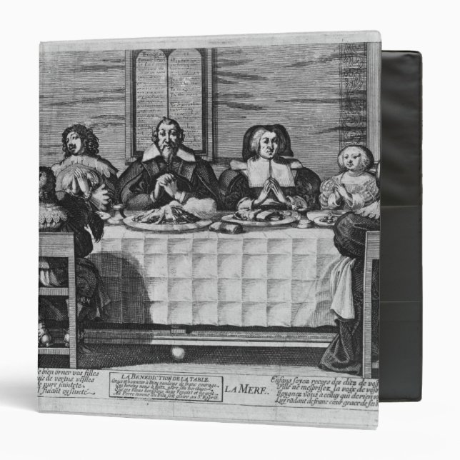 A Protestant family blessing the meal 3 Ring Binder (Front/Inside)