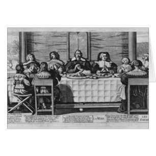 A Protestant family blessing the meal Cards