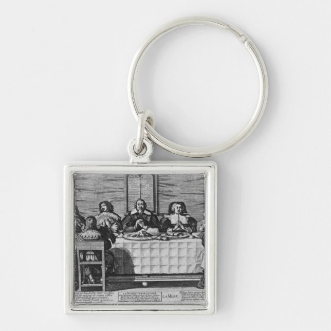 A Protestant family blessing the meal Keychain (Front)