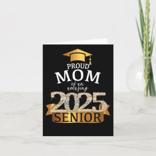 A Proud 2025 Senior Mom I Elegant Yellow Celebrati Card