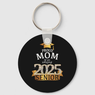 A Proud 2025 Senior Mom I Elegant Yellow Celebrati Keychain