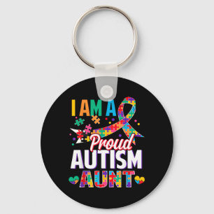 A Proud Autism Aunt Autism Awareness Puzzle Piece Keychain
