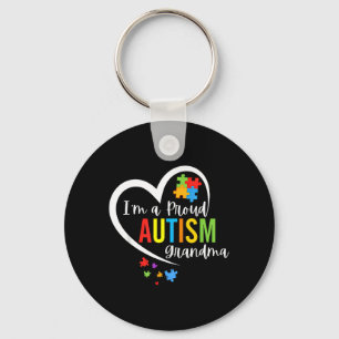 A Proud Grandma Love Heart Autism Awareness Puzzle Keychain