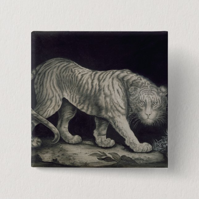A Prowling Tiger (pencil on paper) Button (Front)