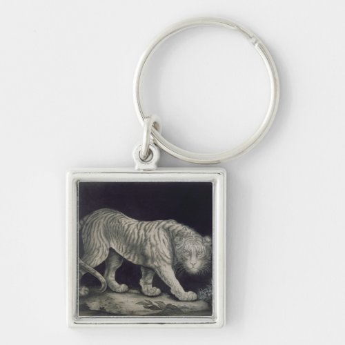 A Prowling Tiger pencil on paper Keychain