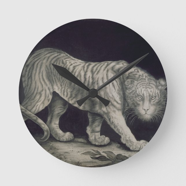 A Prowling Tiger (pencil on paper) Round Clock (Front)
