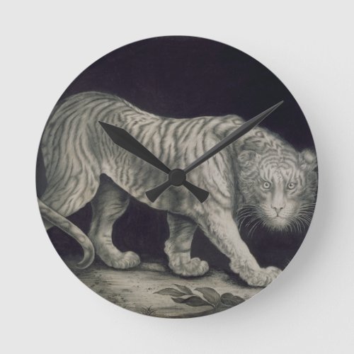 A Prowling Tiger pencil on paper Round Clock