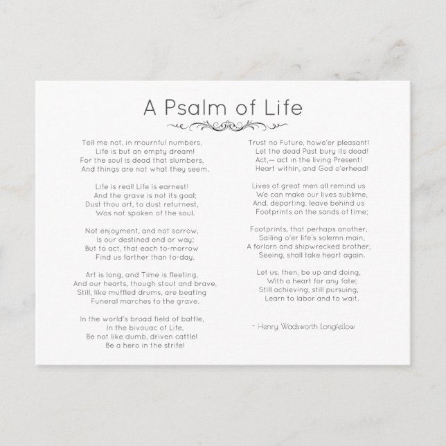 A Psalm of Life Longfellow Poem Postcard (Front)
