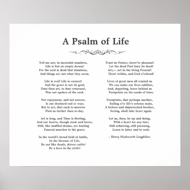 A Psalm of Life Longfellow Poem Poster (Front)