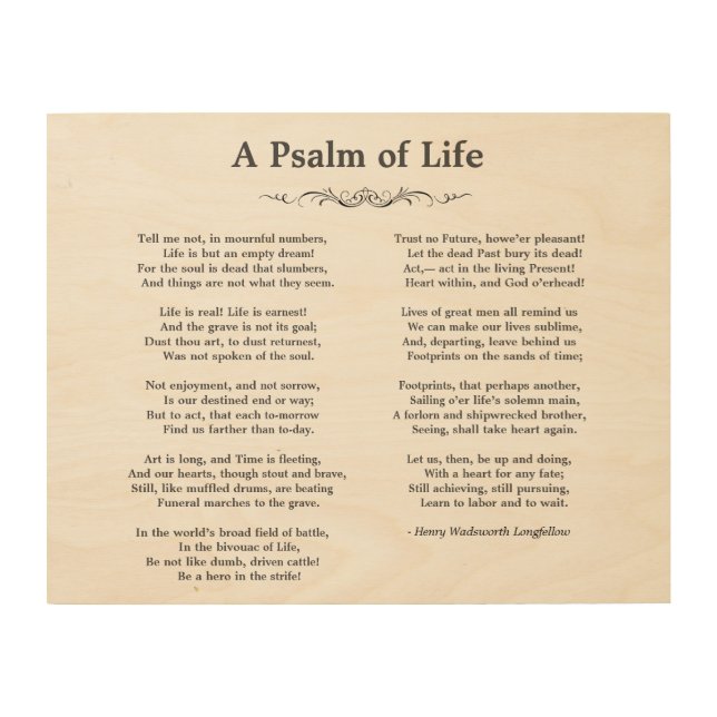 A Psalm of Life Longfellow Poem Wood Wall Art (Front)