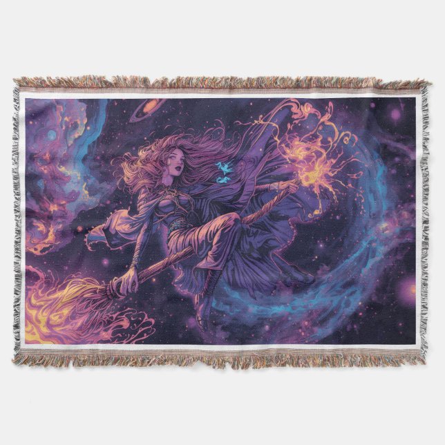 A psycheldelic witch throw blanket (Front)