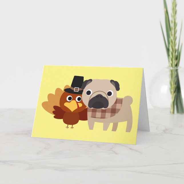 A Pug Thanksgiving Greeting Card (Front)