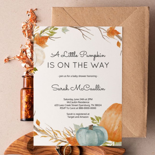 A Pumpkin is On The Way Baby Shower Fall Invitation (Creator Uploaded)