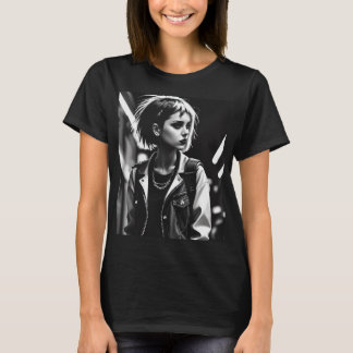 a punk girl black white mood tone T-Shirt