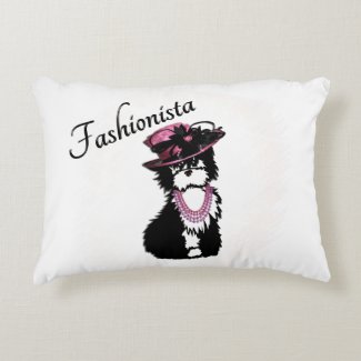 A Puppy Dog all Dressed Up Pink Accent Pillow