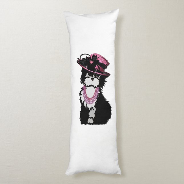A Puppy Dog all Dressed Up Pink Body Pillow (Back (Vertical))