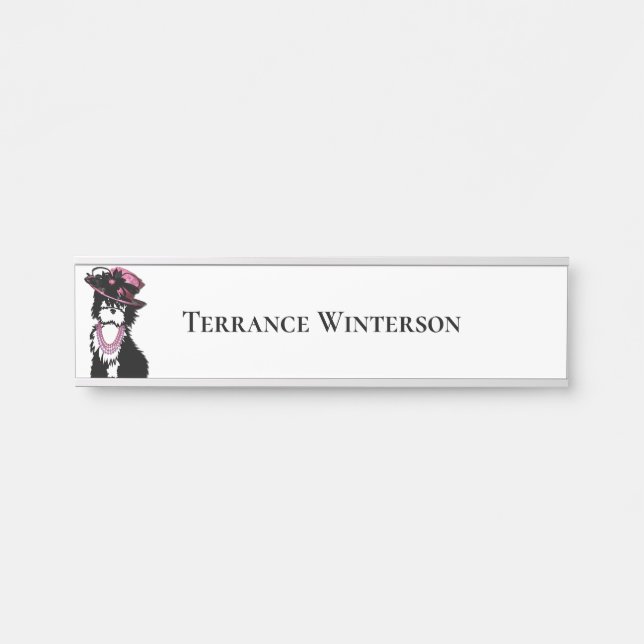 A Puppy Dog all Dressed Up Pink Door Sign (Front)
