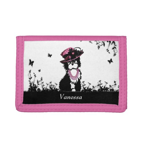 A Puppy Dog all Dressed Up Pink Personal Trifold Wallet