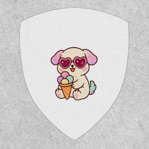 A puppy with ice cream patch