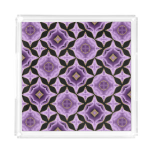 A purple amethyst gold and black abstract acrylic tray
