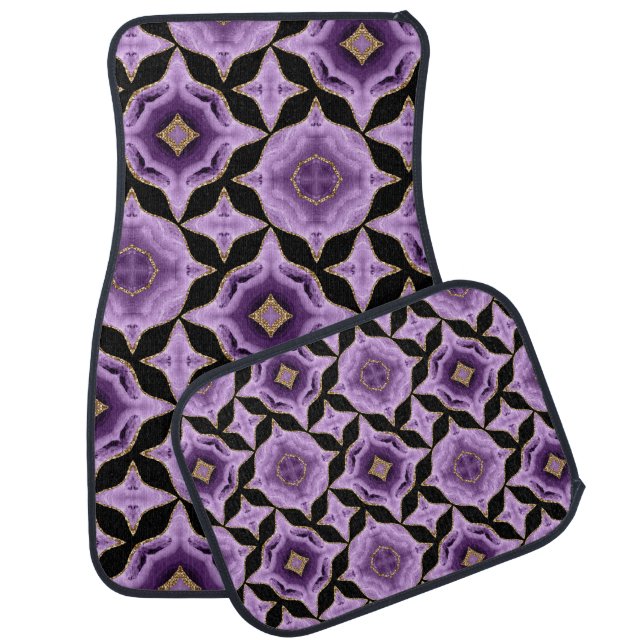 A purple amethyst gold and black abstract car floor mat (Set)